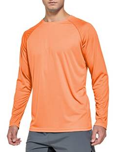 FEDTOSING Herren Sonnenschutz UPF 50+ UV/SPF Langarm T Shirt Outdoor Rashguard Shirts zum Laufen, Angeln, Wandern ORANGE XL von FEDTOSING