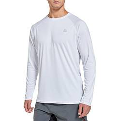 FEDTOSING Herren Sonnenschutz UPF 50+ UV/SPF Langarm T Shirt Outdoor Rashguard Shirts zum Laufen, Angeln, Wandern White 3XL von FEDTOSING