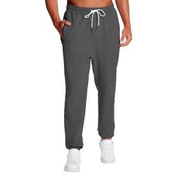 FEDTOSING Jogginghose Herren Fitness Spotshose Slim Fit Trainingshose Sweatpants Chino Baumwolle Taschen(Grau S) von FEDTOSING