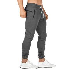 FEDTOSING Jogginghose Herren Fitness Spotshose Slim Fit Trainingshose Sweatpants Chino Baumwolle Taschen(Grau XL) von FEDTOSING