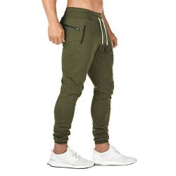 FEDTOSING Jogginghose Herren Fitness Spotshose Slim Fit Trainingshose Sweatpants Chino Baumwolle Taschen(Grün S) von FEDTOSING