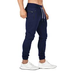 FEDTOSING Jogginghose Herren Fitness Spotshose Slim Fit Trainingshose Sweatpants Chino Baumwolle Taschen(Marine L) von FEDTOSING