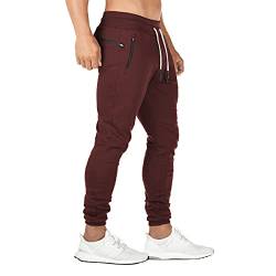 FEDTOSING Jogginghose Herren Fitness Spotshose Slim Fit Trainingshose Sweatpants Chino Baumwolle Taschen(ROT 2XL) von FEDTOSING