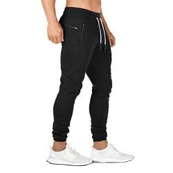 FEDTOSING Jogginghose Herren Fitness Spotshose Slim Fit Trainingshose Sweatpants Chino Baumwolle Taschen(Schwarz 2XL) von FEDTOSING