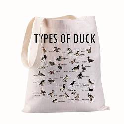 FEELMEM Ente Tragetasche Ente Liebhaber Geschenk Ente Wissen Einkaufstasche Tier Ente Bauer Geschenke Ente Jagd Geschenke, beige, Medium von FEELMEM