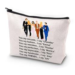 FEELMEM Geschenk für Freunde, TV-Show, Chandler Rachel Phoebe Monica Ross & Joey Make-up Reißverschlusstasche TV Show Merchandise Geschenk für Fans, beige, Einheitsgröße, Make-up-Tasche von FEELMEM