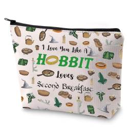 FEELMEM Kosmetiktasche mit Aufschrift "I Love You Like A Hobbit Loves Second Breakfast", Hobbit-Film, Merchandise-Geschenk, zweites Frühstücksclub, Beige, ONE SIDE, modisch von FEELMEM