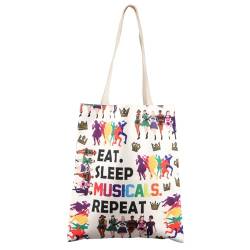 FEELMEM Six the Musical Gift Eat Sleep Musicals Repeat Tote Bag Music Gift Broadway Musical Merchandise Umhängetasche, beige, Medium von FEELMEM