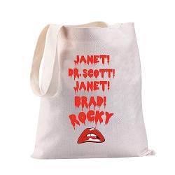 FEELMEM The R Horror Picture Show inspiriertes Geschenk Janet Dr. Scott Horror Lustige Tragetasche Filme Serie Horror Film Fans Geschenke, beige, Medium von FEELMEM