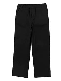 FEESHOW Baby Kinder Jungen Anzughose Regular Fit Chino Hose Gerade Schuluniform Pants Mit Elastische Taille Schwarz_B 110-116/5-6 Jahre von FEESHOW