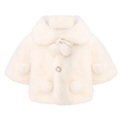 FEESHOW Baby Mädchen Kuschelige Kunstpelz Jacke Umhang Langarm Säugling Neugeborene Winter Warme Wintermantel Cloak Coat Prinzessin Outfit Weiß B 50-62 von FEESHOW