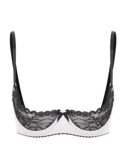 FEESHOW Damen BH Hebe Brustfrei BH Busenfrei Offene Brüste Dessous Spitze Unterbrust Bralette Erotische Unterwäsche Lingerie Weiß_A L von FEESHOW