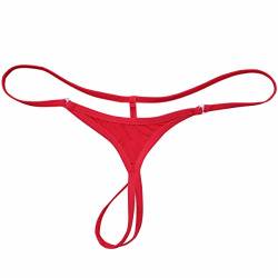 FEESHOW Damen Mini Slips String-Tanga G-String ouverte Unterwäsche Erotik Dessous Höschen mit T Back Schwarz/Rot/Weiß Rot One Size von FEESHOW