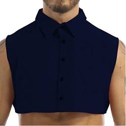 FEESHOW Herren Abnehmbare Kragen Gefälschter Kragen Krageneinsatz Halbes Hemd Shirt Falscher Kragen Reverskragen für Hemd Büro Arbeit Kleidung Navy Blau XL von FEESHOW