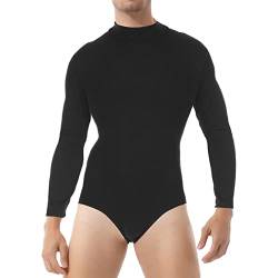 FEESHOW Herren Body Kurzarm Bodysuit Jumpsuit Fitness Sport Shirt Erwachsene Strampler Einteiliger Unterwäsche Nachtwäsche Schwarz_B 4XL von FEESHOW