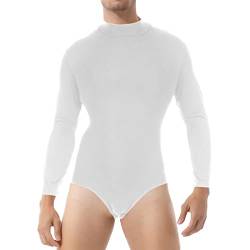 FEESHOW Herren Body Kurzarm Bodysuit Jumpsuit Fitness Sport Shirt Erwachsene Strampler Einteiliger Unterwäsche Nachtwäsche Weiß_B 4XL von FEESHOW