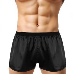 FEESHOW Herren Boxershorts Schlafanzughose Boxer Briefs Trunks Unterwäsche Satin Basic Locker Schwarz 3XL von FEESHOW