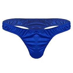 FEESHOW Herren Mini Slip Strings Tanga High Cut Bikini Hose Männer Satin Unterwäsche Low Rise M L XL Blau Large von FEESHOW