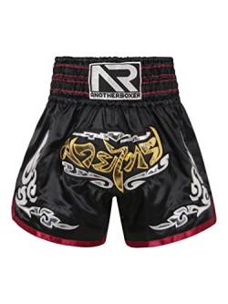 FEESHOW Herren Muay Thai Shorts Training Käfig Kampf Martial Arts Kickboxing K1 Shorts Bekleidung Kurze Jogging Sporthose Schwarz&Rot M von FEESHOW