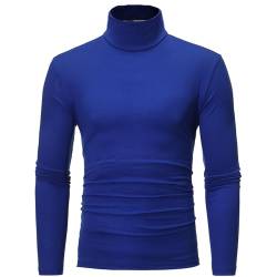 FEESHOW Herren Thermo-Unterhemd Langarm Rollkragenpullover Shirt Elastisch Thermounterwäsche Oberteil Kompression Tops Weich Atmungsaktiv und Warm Blau B L von FEESHOW