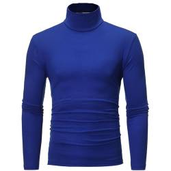 FEESHOW Herren Thermo-Unterhemd Langarm Rollkragenpullover Shirt Elastisch Thermounterwäsche Oberteil Kompression Tops Weich Atmungsaktiv und Warm Blau B XL von FEESHOW