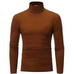 FEESHOW Herren Thermo-Unterhemd Langarm Rollkragenpullover Shirt Elastisch Thermounterwäsche Oberteil Kompression Tops Weich Atmungsaktiv und Warm Kaffee B M von FEESHOW