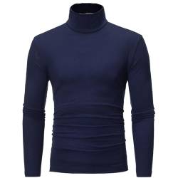 FEESHOW Herren Thermo-Unterhemd Langarm Rollkragenpullover Shirt Elastisch Thermounterwäsche Oberteil Kompression Tops Weich Atmungsaktiv und Warm Königsblau B L von FEESHOW