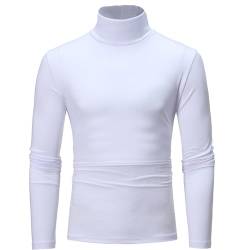 FEESHOW Herren Thermo-Unterhemd Langarm Rollkragenpullover Shirt Elastisch Thermounterwäsche Oberteil Kompression Tops Weich Atmungsaktiv und Warm Weiß B L von FEESHOW