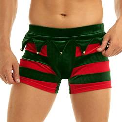 FEESHOW Herren Weihnachtsmann Kostüm Samt Boxershorts Kurze Hose Trunk Männer Sexy Weinachten Unterhose Nachtwäsche Rot_V XL von FEESHOW