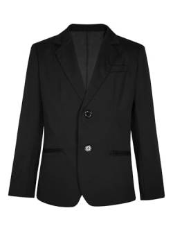 FEESHOW Kinder Jungen Blazer Festlich Anzug Jacke Sakko Slim Fit Freizeit Hochzeit Tuxedo Jacke Mantel D_Schwarz 134-140 von FEESHOW