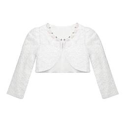 FEESHOW Kinder Mädchen Strickjacke Langarm Bolero Jacke festlich Schulterjacke für Kleid Kommunion Hochzeit weiß Typ_B 134-140 von FEESHOW