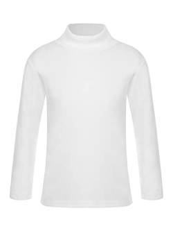 FEESHOW Unisex Kinder Baby Langarm Rollkragen Shirt Top Thermo-Winterpullover Ski/Sportrollkragenpullover Oberteil Mit/Ohne Fleece B_Weiß 158-164/13-14 Jahre von FEESHOW