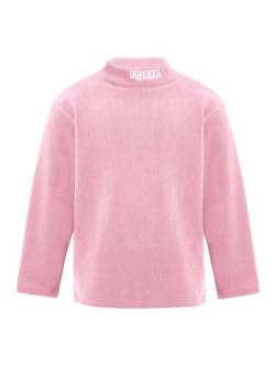 FEESHOW Unisex Kinder Fleece Pullover mit Rollkragen Mädchen Jungen Thermo Unterhemd Langarmshirt Sweatshirt Winter Warm Top Rosa_B 122-128 von FEESHOW