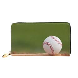 FEETOX Baseball Lange Kupplung Geldbörse Leder Geldbörsen Clutch Leder Geldbörsen Mode Leder Geldtasche Lange Bifold Leder Billfold, Schwarz , Einheitsgröße von FEETOX