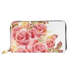 FEETOX Blossom Lange Clutch Geldbörse Leder Geldbörsen Clutch Leder Geldbörsen Mode Leder Geldtasche Lange Bifold Leder Billfold, Schwarz , Einheitsgröße von FEETOX