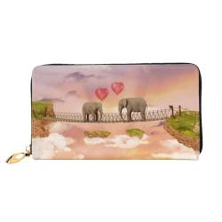 FEETOX Elefant auf einer Brücke Lange Clutch Geldbörse Leder Geldbörsen Clutch Leder Geldbörsen Mode Leder Geldtasche Lange Bifold Leder Billfold, Schwarz , Einheitsgröße von FEETOX