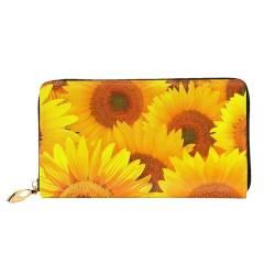 FEETOX Gelbe Sonnenblume Lange Kupplung Brieftasche Leder Geldbörsen Clutch Leder Geldbörsen Mode Leder Geldtasche Lange Bifold Leder Billfold, Schwarz , Einheitsgröße von FEETOX