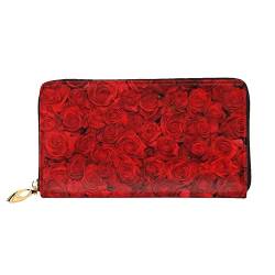 FEETOX Lange handgehaltene Ledergeldbörse Mode Rose repräsentiert Liebe Brieftasche Business Leder Taschenbuch Geldtasche für Geschenke, Schwarz , Einheitsgröße von FEETOX