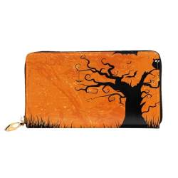 FEETOX Orange Halloween Party Lange Clutch Geldbörse Leder Geldbörsen Clutch Leder Geldbörsen Mode Leder Geldtasche Lange Bifold Leder Billfold, Schwarz , Einheitsgröße von FEETOX