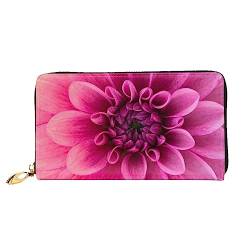 FEETOX Rosa Dahlia Lange Clutch Geldbörse Leder Geldbörsen Clutch Leder Geldbörsen Mode Leder Geldtasche Lange Bifold Leder Billfold, Schwarz , Einheitsgröße von FEETOX