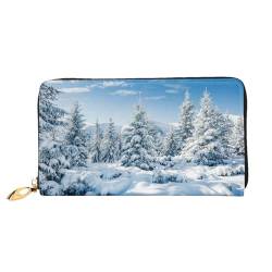 FEETOX Schneebedeckte Winter Bäume Lange Kupplung Brieftasche Leder Geldbörsen Clutch Leder Geldbörsen Mode Leder Geldtasche Lange Bifold Leder Billfold, Schwarz , Einheitsgröße von FEETOX