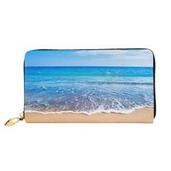 FEETOX Strand und Meer Lange Kupplung Brieftasche Leder Geldbörsen Clutch Leder Geldbörsen Mode Leder Geldtasche Lange Bifold Leder Billfold, Schwarz , Einheitsgröße von FEETOX