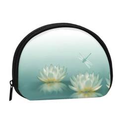 Lake Under Sunset Shell Aufbewahrungstasche, kompakte und praktische Brieftasche für Kleingeld, Libelle mit Seerose, Einheitsgröße von FEETOX