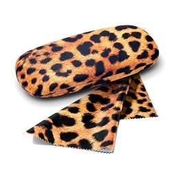 FEFI Hardcase Brillenetui LEOPARD mit samtig weichem Bezug + passendem Mikrofasertuch von FEFI