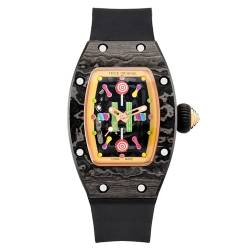 FEICE Damen Automatik Armbanduhr Mode Skelett Mechanische Uhr Wasserdicht Armbanduhr für Damen FM606Black, Schwarz von FEICE