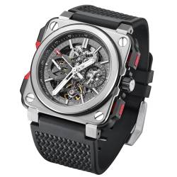 FEICE FM507 Herren Automatische Skelett Uhr Mechanische Kalender Herren Armbanduhr Quadratische Sport Leuchtende Uhr Uhren 10ATM Wasserdichte Uhren, Sport von FEICE