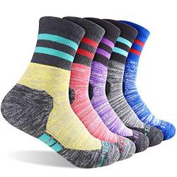 FEIDEER 5 Paar Damen-Socken für Wandern, Walking, Outdoor, Freizeitsocken, feuchtigkeitsableitend, Crew-Socken (5WS18205-M) von FEIDEER