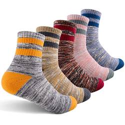 FEIDEER Damen-Wandersocken, Multipack, Outdoor-Freizeitsocken, Wicking Cushion Crew Socken, Grau, Rosa, Grau, Blau, Grau, Gelb, Grau, Rot, Grau, 38 von FEIDEER