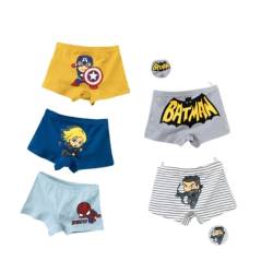 FEIFEI'S BOW 5er-Pack Jungen Kinder Avengers Superheld Spiderman Batman Unterwäsche Kleinkind Slips Shorts Hosen Baumwolle Unterhose Box Geschenkset, Set01 5-6 Jahre, 110 von FEIFEI'S BOW