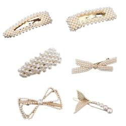 FEIFEI'S BOW Haarspangen mit Perlen, für Mädchen, Frauen, Haarspangen, Schnappverschluss, Haarspangen, Hochzeit, Party, Urlaub, Haarschmuck (Set 01) von FEIFEI'S BOW